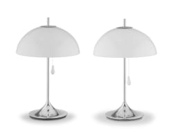A pair of Wila chrome-plated and plexiglass lamps
