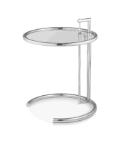 An E1027 chrome and glass table designed by Eileen Gray, later edition