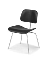A black lacquered beech and chrome DCM office chair designed in 1946 by Charles and Ray Eames for Herman Miller, 2006