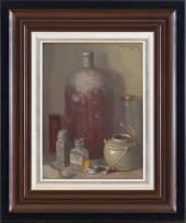 Willem Hermanus Coetzer; Still Life with Bottles and Ginger Jar