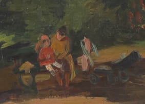 Aristotelis Vasilikiotis; Mother and Child on a Park Bench