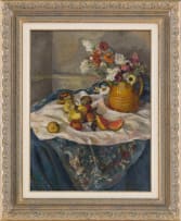 Maud Sumner; Still Life with Fruit and Jug of Flowers