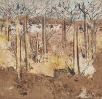 Gordon Vorster; Landscape with Trees and Distant Herd of Wildebeest