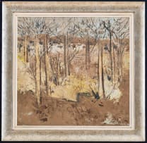 Gordon Vorster; Landscape with Trees and Distant Herd of Wildebeest