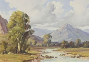 Christopher Tugwell; Mountain Landscape with River