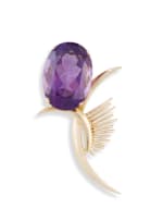 Amethyst and gold brooch