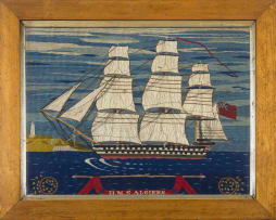 A sailor's woolwork picture of the H.M.S. Algiers, 19th century