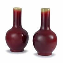 A pair of Chinese flambé Tianqiuping vases, late 19th/early 20th century