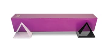 The Desmond Mpilo Tutu purple, black and white bench designed by Über Möbel, 2021