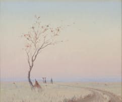 Willem Hermanus Coetzer; Road with Tree at Dusk