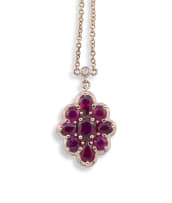 Ruby and 9ct rose and yellow gold pendant