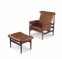 A teak Bwana chair and ottoman designed in 1962 by Finn Juhl for France & Son
