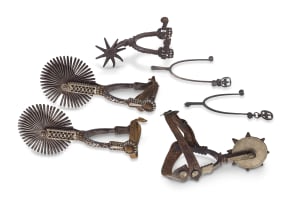 A pair of large South American iron spurs, circa 1900