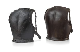 Two French Cuirass iron armour back plates, 19th century