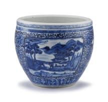 A Chinese blue and white jardinière, Qing Dynasty, 19th century