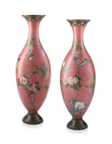 A pair of massive Japanese cloisonné vases, Meiji period, 1868-1912