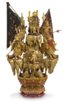 An impressive large carved Chinese giltwood figural group of the Four Heavenly Kings, 19th century