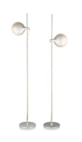 A pair of Italian Flos Luxmaster chrome and plastic standard lamps
