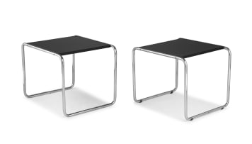 A pair of black painted and chrome B9 occasional tables designed after Marcel Breuer