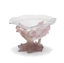A Daum pink glass bowl on stand, late 20th century