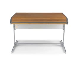 A chrome and oak Action Office roll-top desk designed by George Nielson for Herman Miller, 1960s