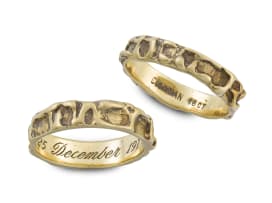 Two 18ct gold bands, designed by Peter Cullman, 1973