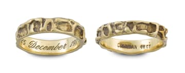 Two 18ct gold bands, designed by Peter Cullman, 1973