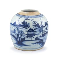 A Chinese Provincial blue and white jar, Qing Dynasty, 19th century