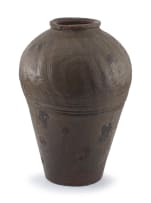 A Batavian dark olive-and-brown-glazed stoneware martaban, Ming Dynasty