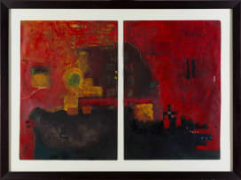Nico Phooko; Abstract Composition in Red, diptych