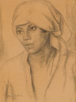 Maggie Laubser; Portrait of a Woman with a Headscarf