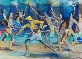 Gerard Sekoto; Casamance Dancers and Policeman