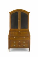 An Italian inlaid walnut, simulated rosewood and brass inlaid secretaire cabinet, Genoa, late 18th century