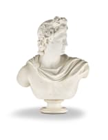 A white marble bust of Apollo Belvedere, Pietro Bazzanti, Florence
