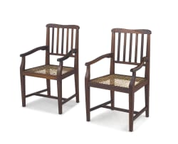 A pair of Cape stinkwood armchairs, late 19th century