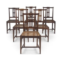 An assembled set of six Cape Neo Classical stinkwood side chairs, 19th century