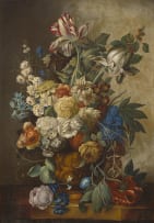 Follower of Jan van Huysum; Still Life of Flowers in a Vase on a Table