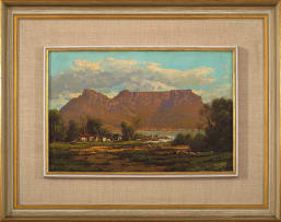 Tinus de Jongh; A View of Table Mountain from Across the Bay