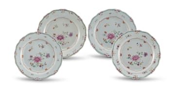 A set of four Chinese Export famille-rose dishes, Qing Dynasty, Qianlong period, 1735-1796