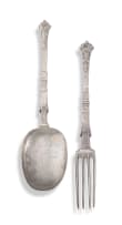 An Italian silver spoon and fork, 17th/18th century