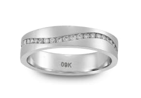 Diamond and 9ct brushed white gold ring