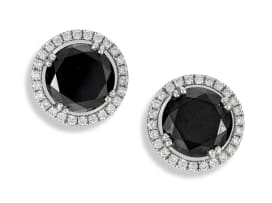 Pair of black and white diamond 18ct white gold earrings