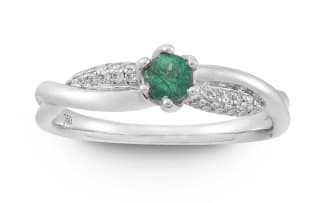 Emerald and diamond 18ct white gold ring