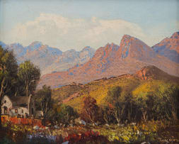 Tinus de Jongh; Cape Dutch House in Mountain Landscape