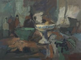 Eben van der Merwe; Still Life with Vessels on a Table