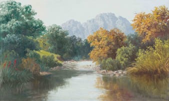 Vera Volschenk; River with Distant Mountains