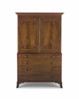 A George III flame mahogany linen press, Gillows, Lancaster