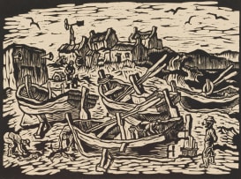 Gregoire Boonzaier; Boats, Houses with Trees, two