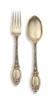 A Victorian silver-gilt spoon and fork, Chawner & Co, London, 1862