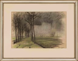 Frans Oerder; Winter Scene with Trees